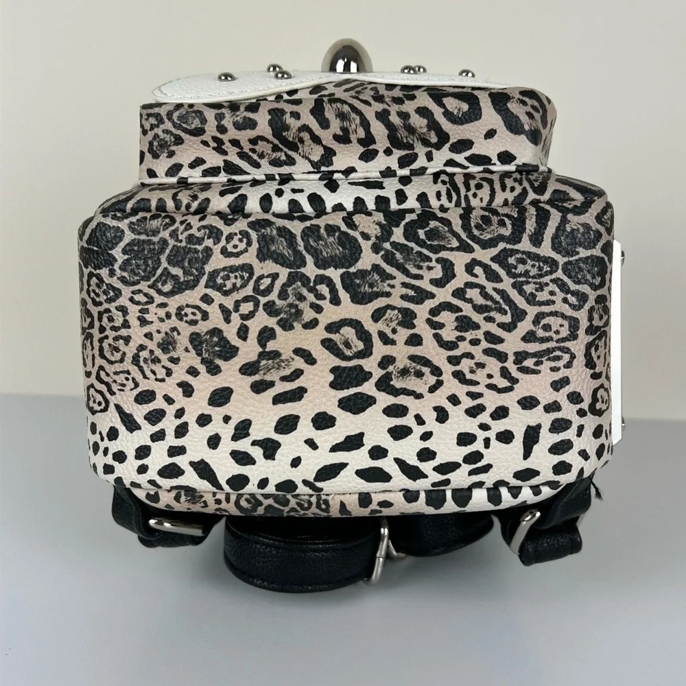 Betsey Johnson | French Bulldog Oatmeal Black & White Animal Print Mini Backpack